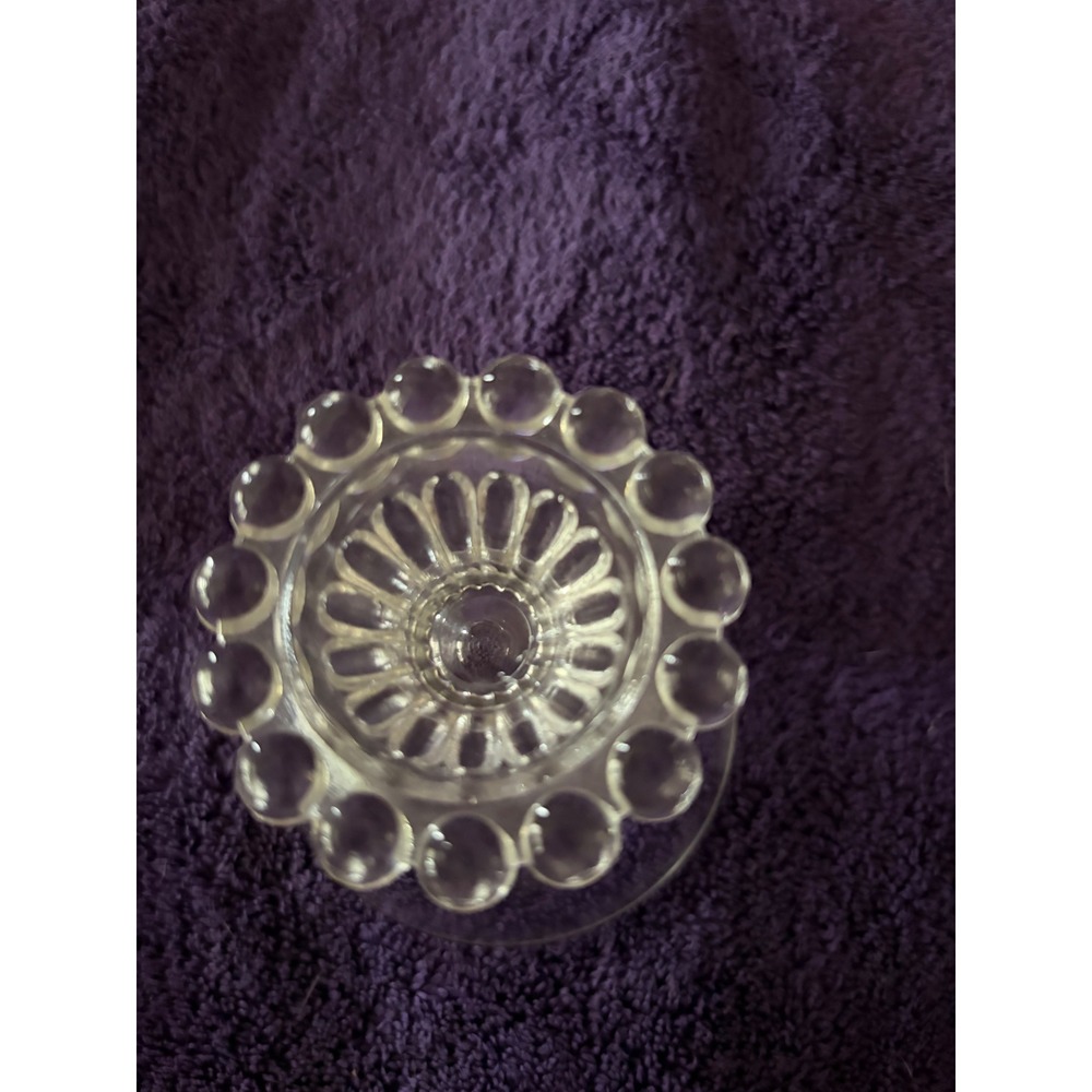 Vintage Clear Glass Booped Beaded Base Sherbet Champagne Coupe Dessert Glass - Picture 3 of 5